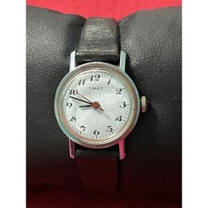 Vintage Timex Women's Black Buckle Band Analog Watch Wind Up